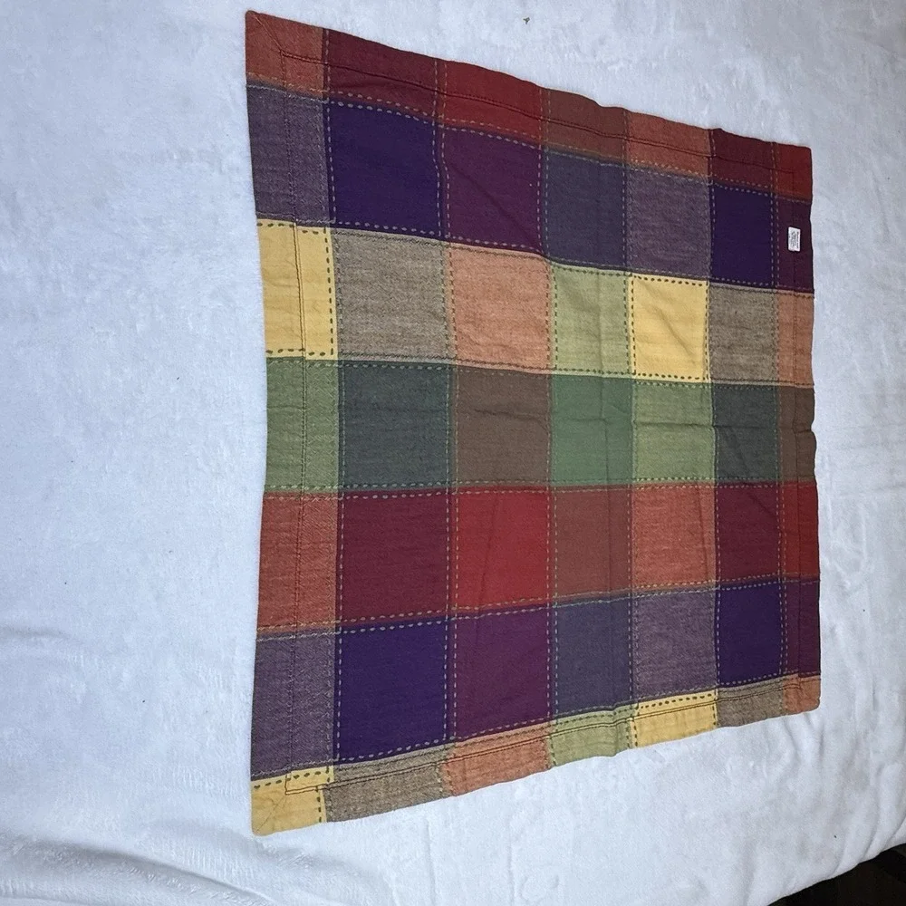 World Market Cloth Napkins Set of 4 Multicolor Plaid 17” Cotton Fall Decor